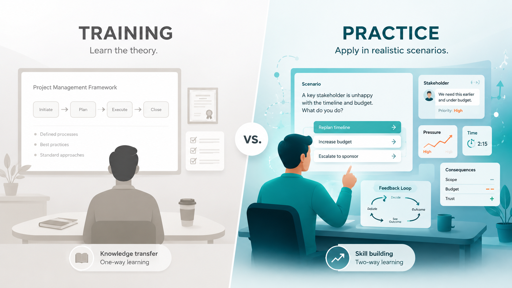 The difference between training and practice
